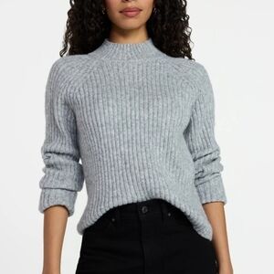 Time And Tru Sweater Women XXXL Ribbed Mock Neck Gray  Heather Long Sleeve
